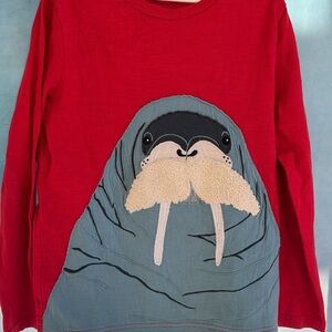 Mini Boden Red Walrus Long Sleeve Tee